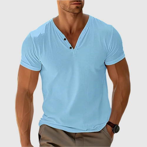 Alessandro Veneti Breeze Henley Shirt Ash & Harbor