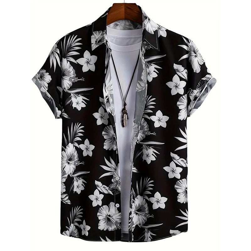 Alessandro Veneti Hawaiian Style Button-Up Shirt Ash & Harbor