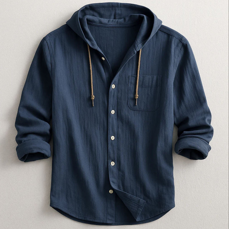 Alessandro Veneti Hooded Button-Up Shirt Ash & Harbor