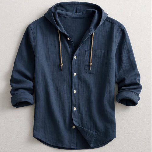 Alessandro Veneti Hooded Button-Up Shirt Ash & Harbor