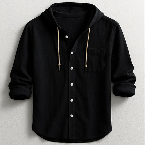 Alessandro Veneti Hooded Button-Up Shirt Ash & Harbor