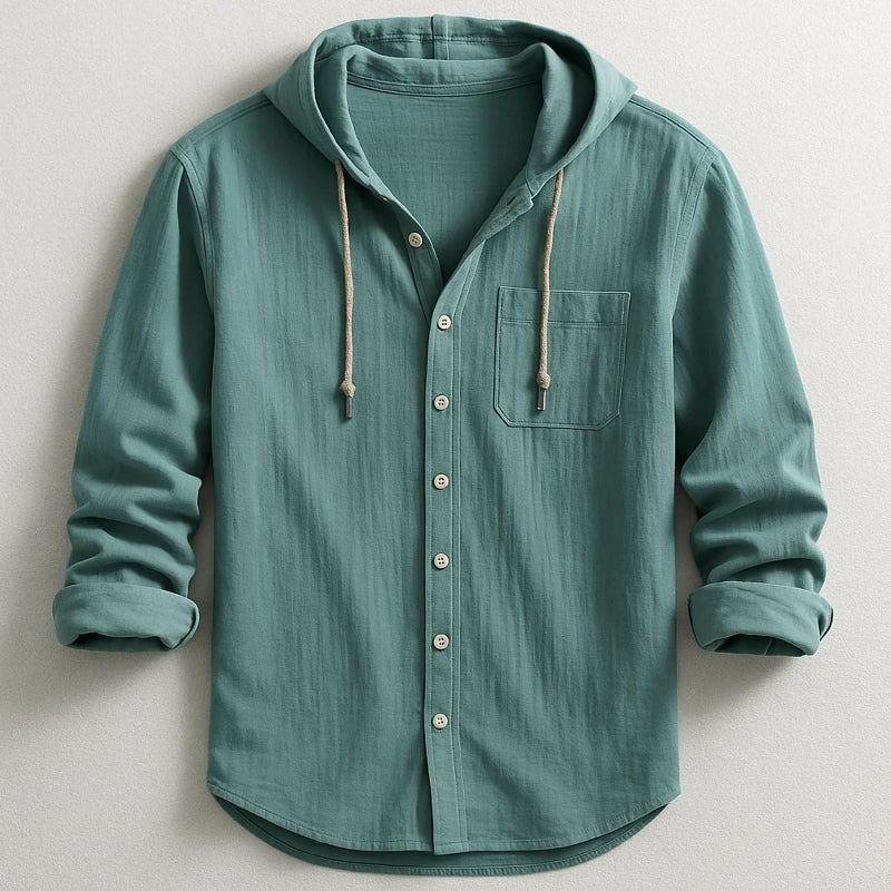 Alessandro Veneti Hooded Button-Up Shirt Ash & Harbor