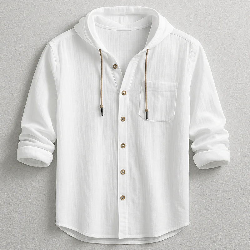 Alessandro Veneti Hooded Button-Up Shirt Ash & Harbor