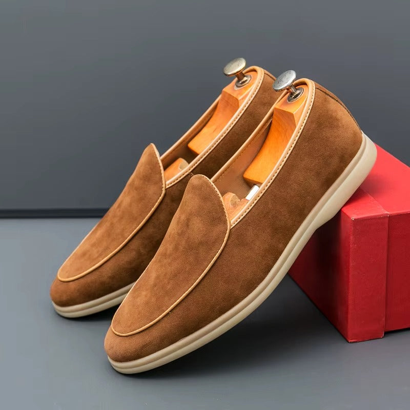 Alessandro Veneti Minimal Suede Slip-On Loafers Ash & Harbor