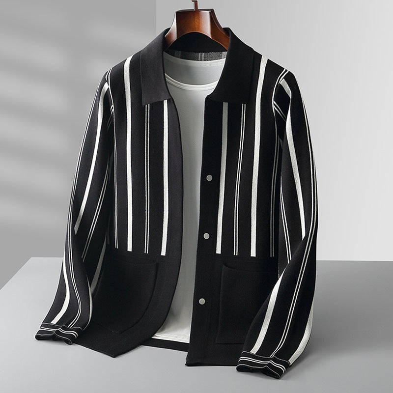 Alessandro Veneti Grand Striped Cardigan Ash & Harbor