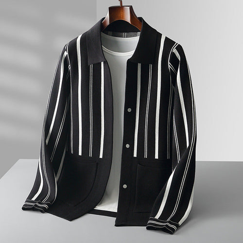 Alessandro Veneti Grand Striped Cardigan Ash & Harbor