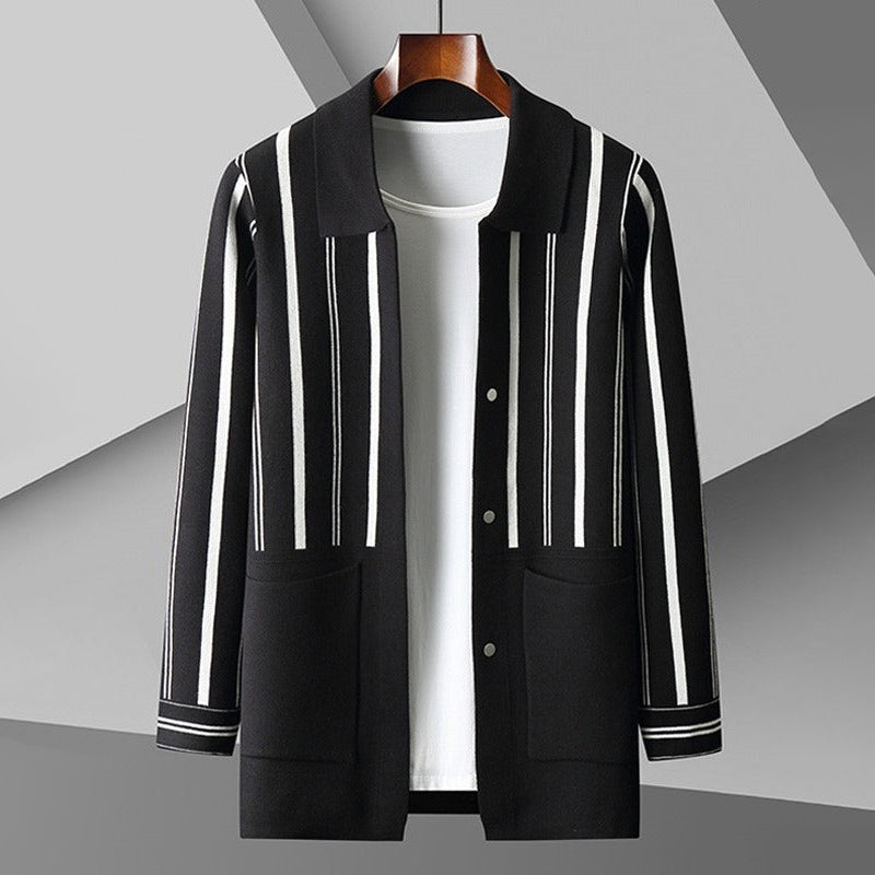 Alessandro Veneti Grand Striped Cardigan Ash & Harbor