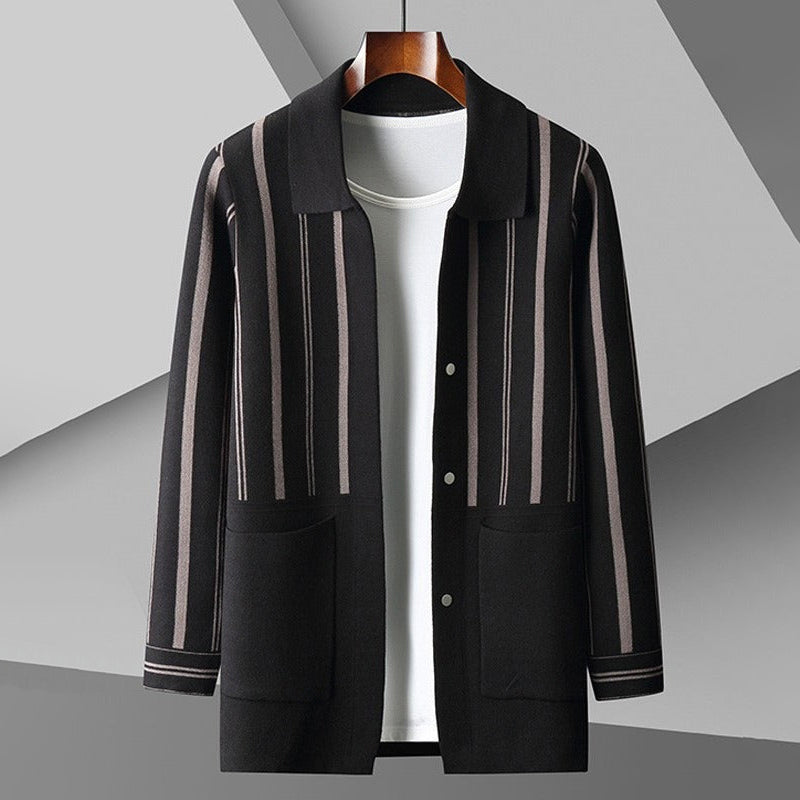 Alessandro Veneti Grand Striped Cardigan Ash & Harbor