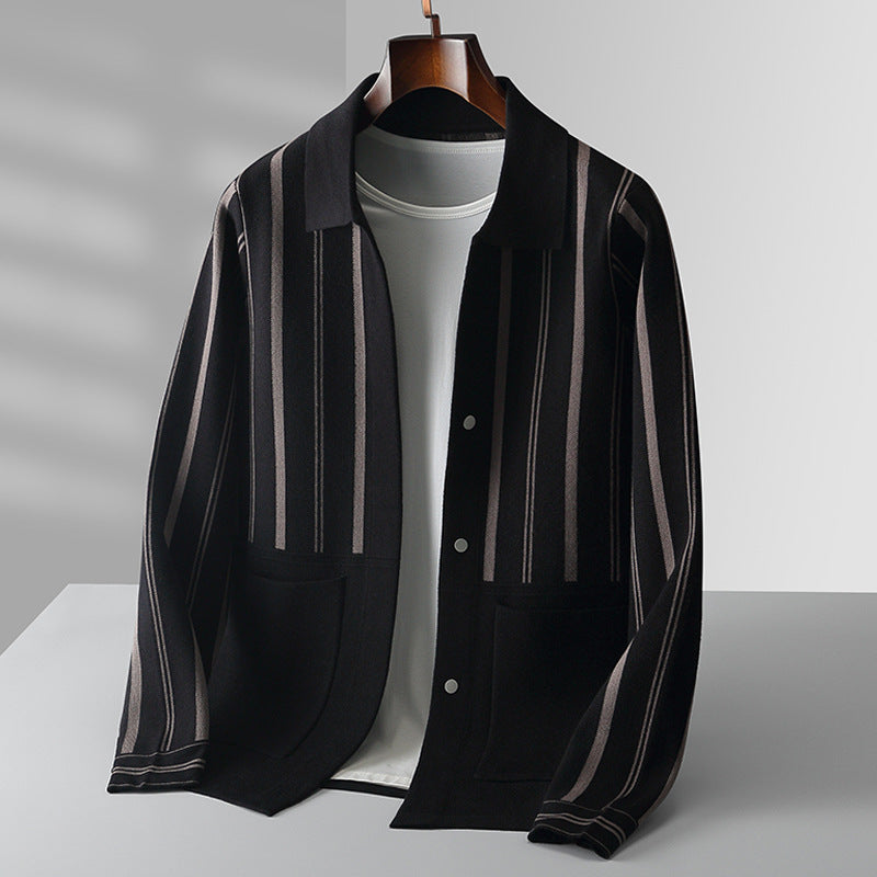 Alessandro Veneti Grand Striped Cardigan Ash & Harbor