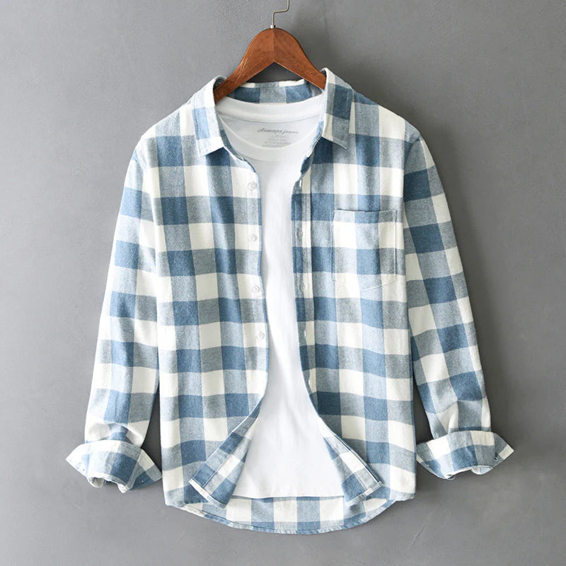 Classic Brushed Cotton Check Shirt Ash & Harbor