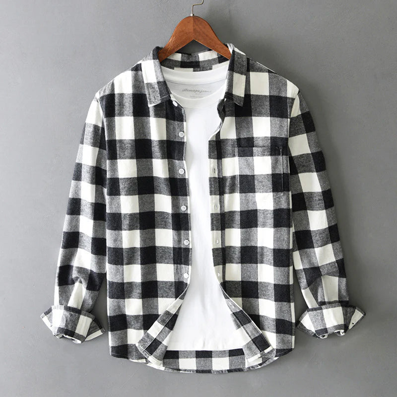 Classic Brushed Cotton Check Shirt Ash & Harbor