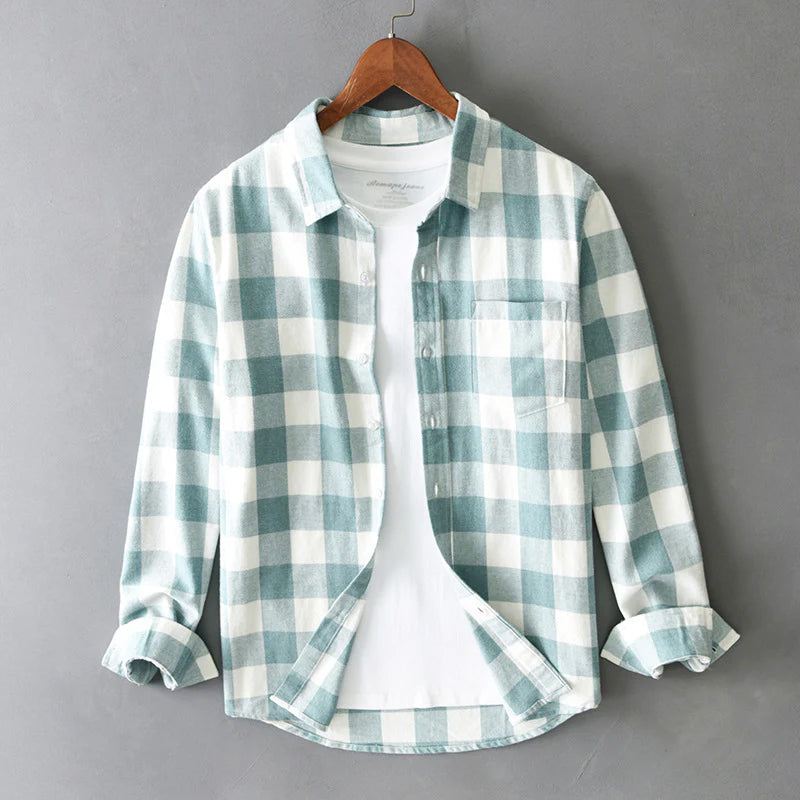 Classic Brushed Cotton Check Shirt Ash & Harbor