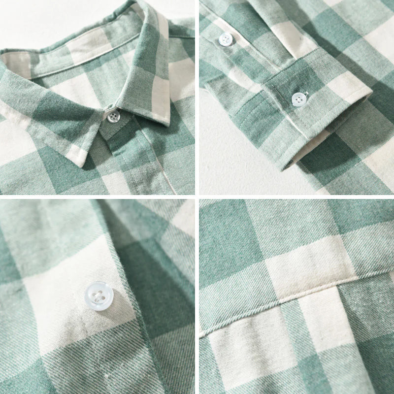 Classic Brushed Cotton Check Shirt Ash & Harbor
