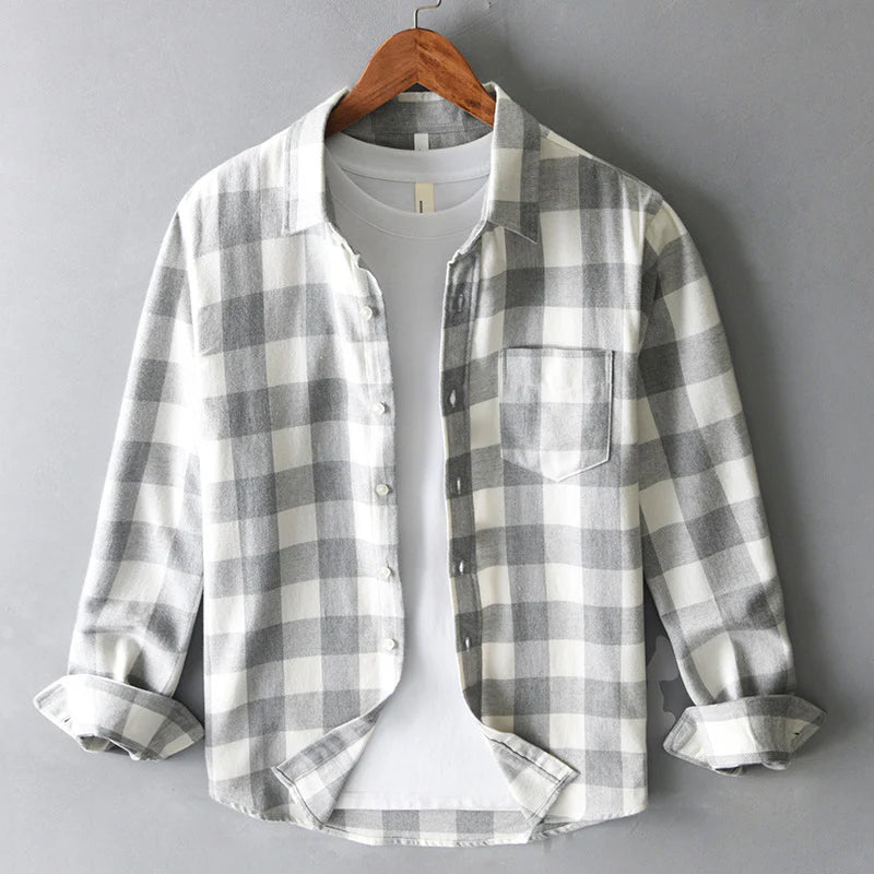 Classic Brushed Cotton Check Shirt Ash & Harbor