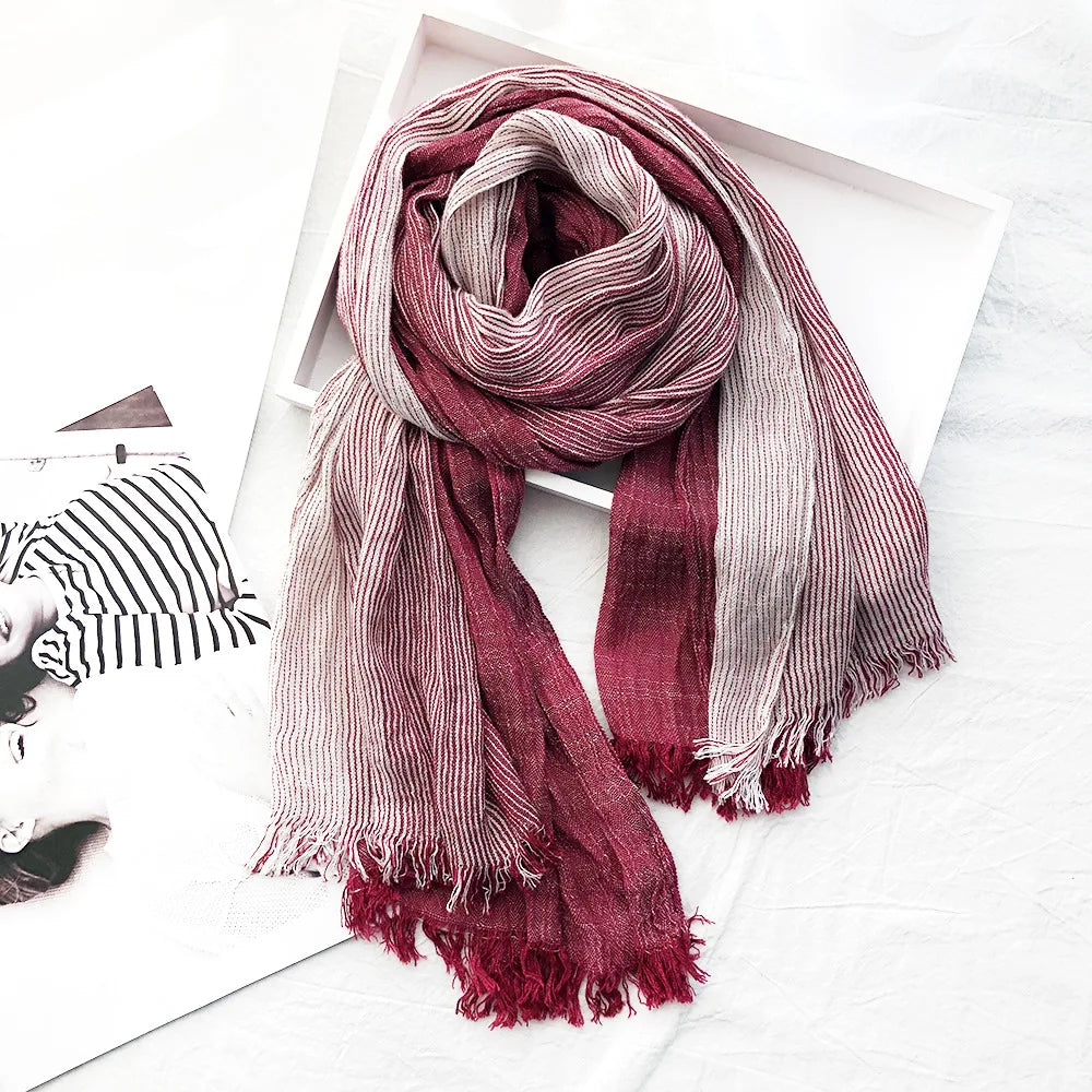 Heritage Stripe Linen Scarf Ash & Harbor