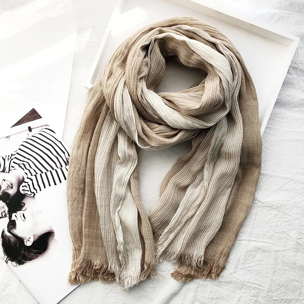 Heritage Stripe Linen Scarf Ash & Harbor