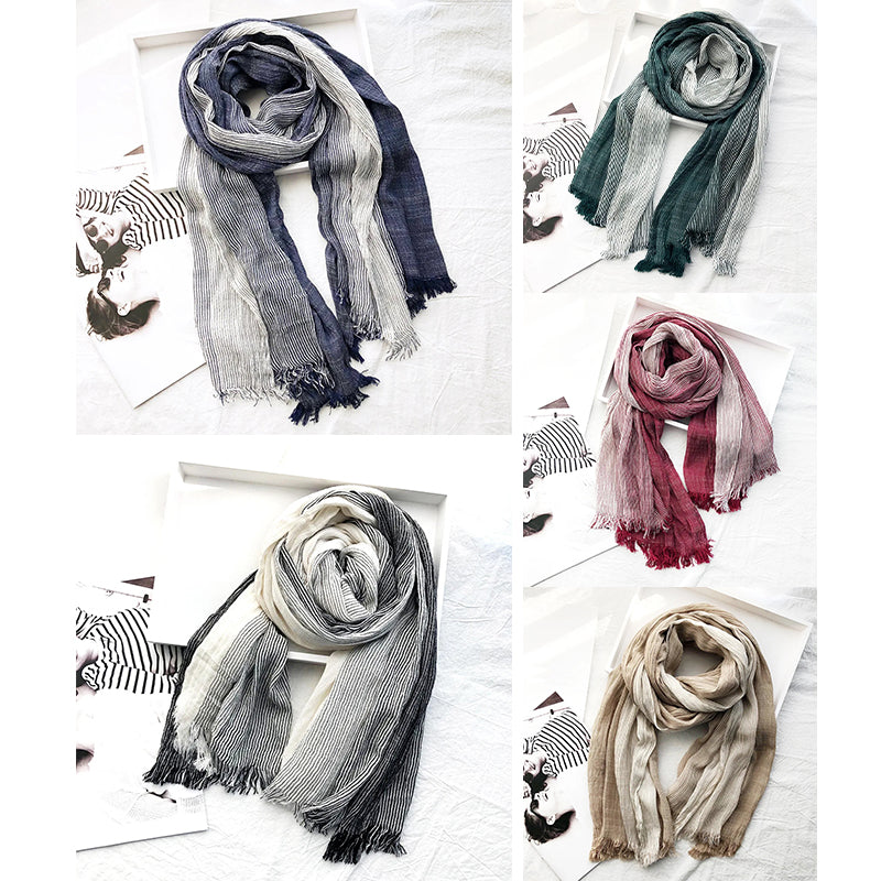 Heritage Stripe Linen Scarf Ash & Harbor
