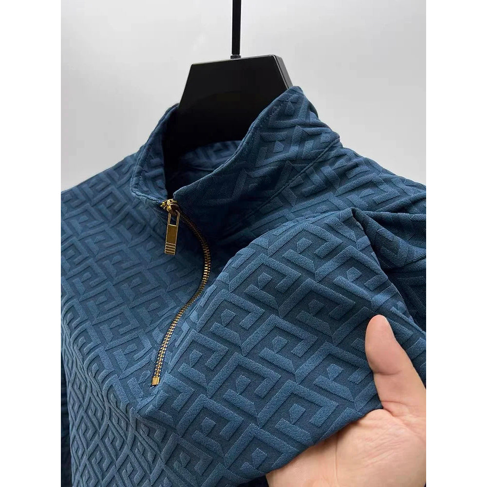 Lorenzo Vitali Jacquard Luxe Sweater Ash & Harbor