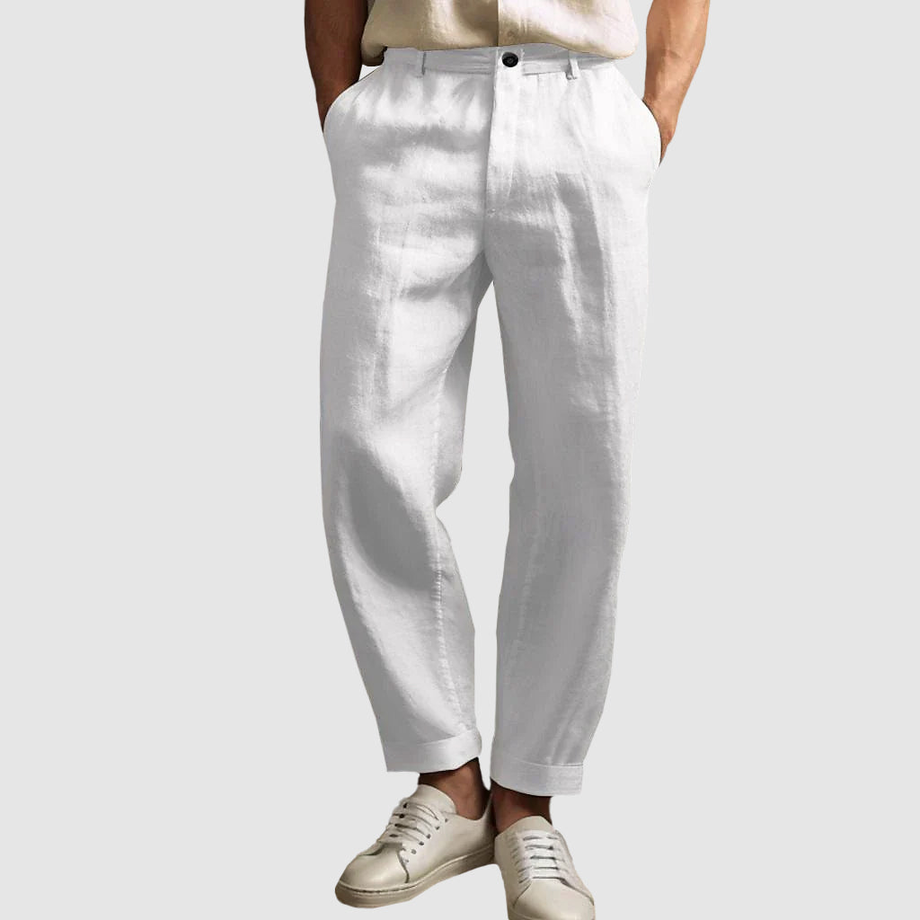 Lorenzo Vitali Linen Straight Cut Pants Ash & Harbor