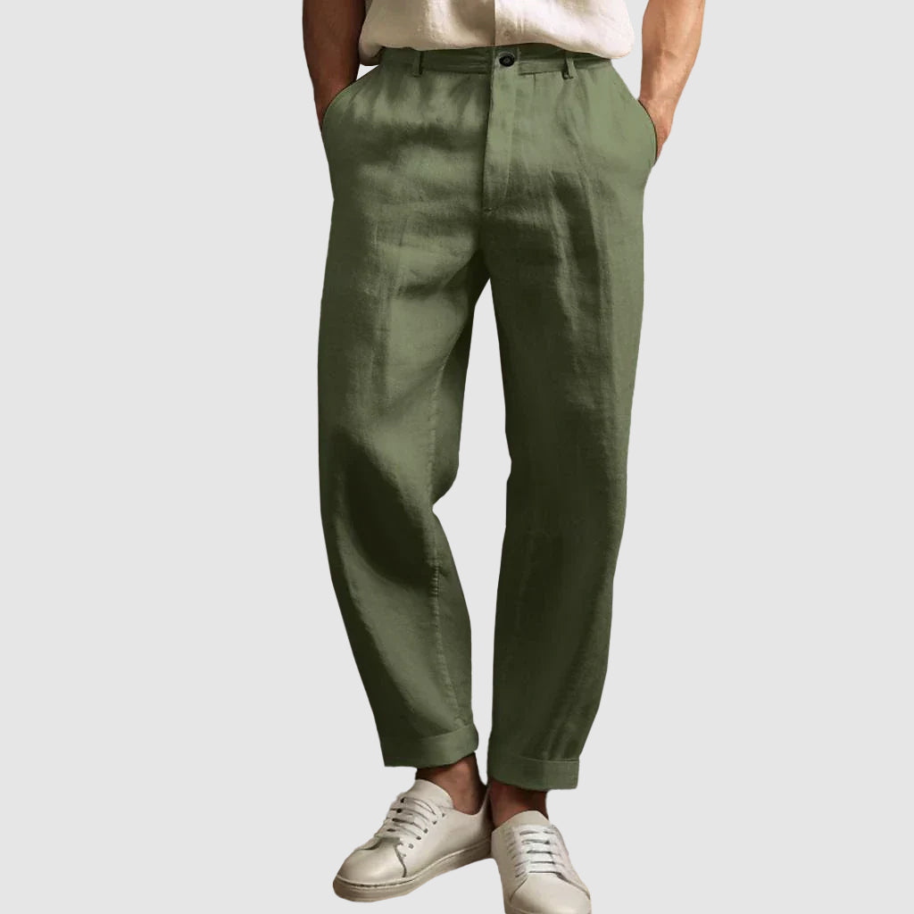 Lorenzo Vitali Linen Straight Cut Pants Ash & Harbor