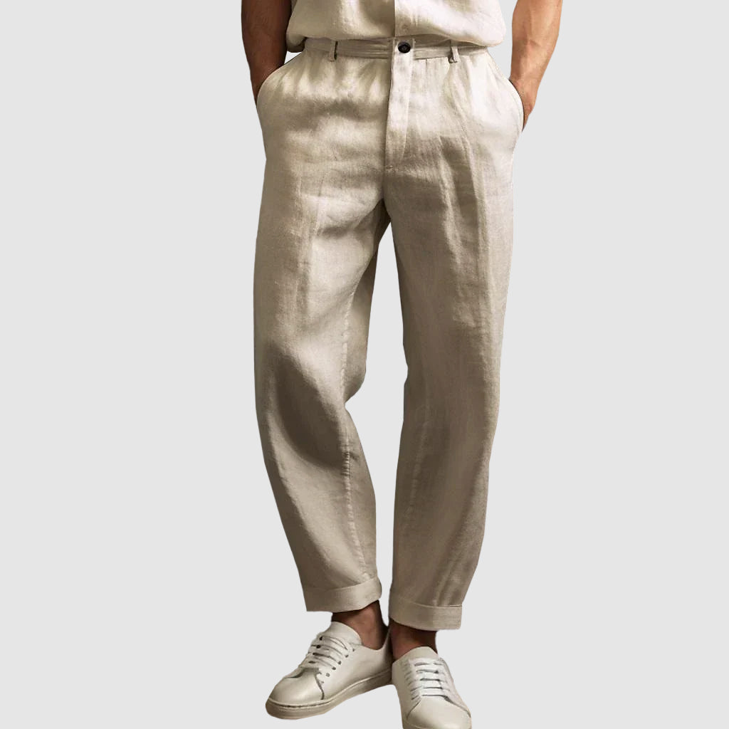 Lorenzo Vitali Linen Straight Cut Pants Ash & Harbor
