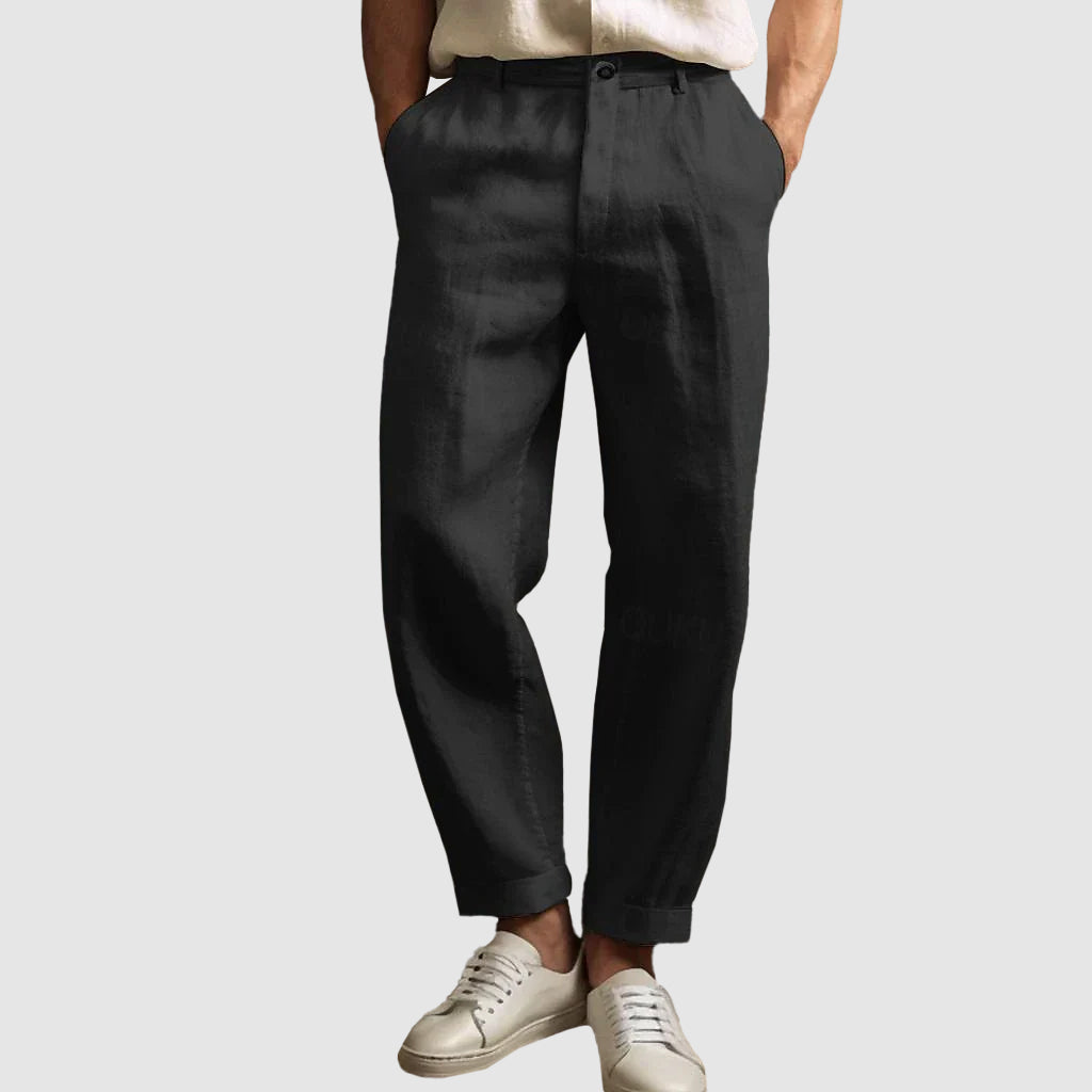 Lorenzo Vitali Linen Straight Cut Pants Ash & Harbor