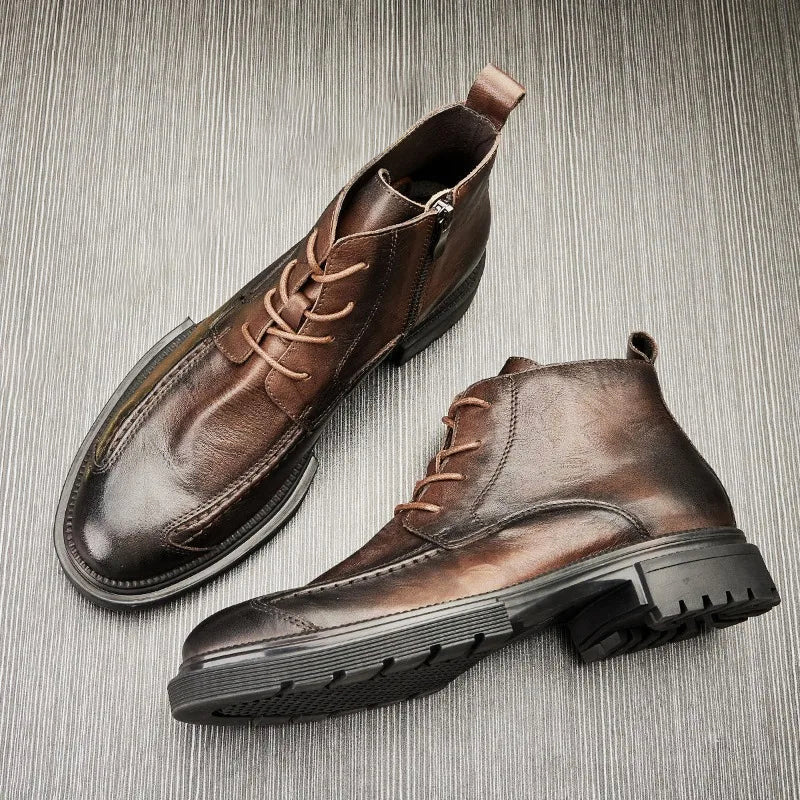 Lorenzo Vitali Retro Ankle Boots with Chunky Sole Ash & Harbor