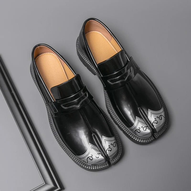 Lorenzo Vitali Split-Toe Loafers with Ornamental Detail Ash & Harbor