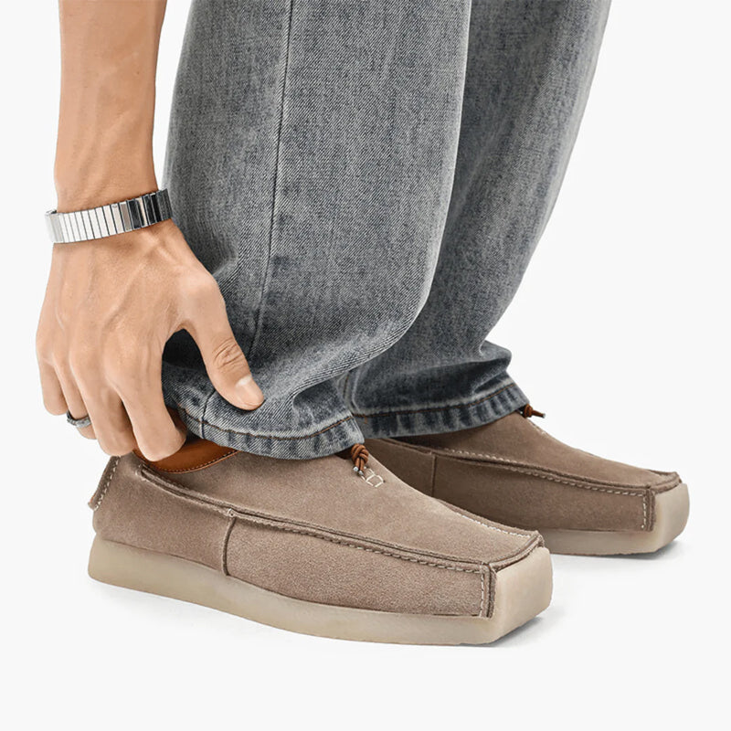 Lorenzo Vitali Suede Loafers with Drawstring Closure Ash & Harbor