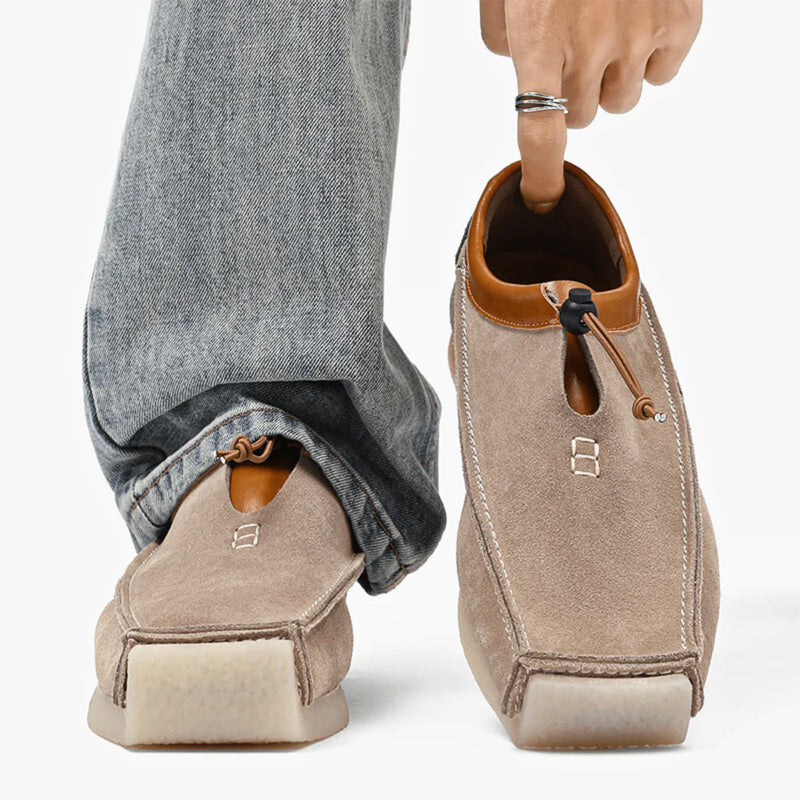 Lorenzo Vitali Suede Loafers with Drawstring Closure Ash & Harbor