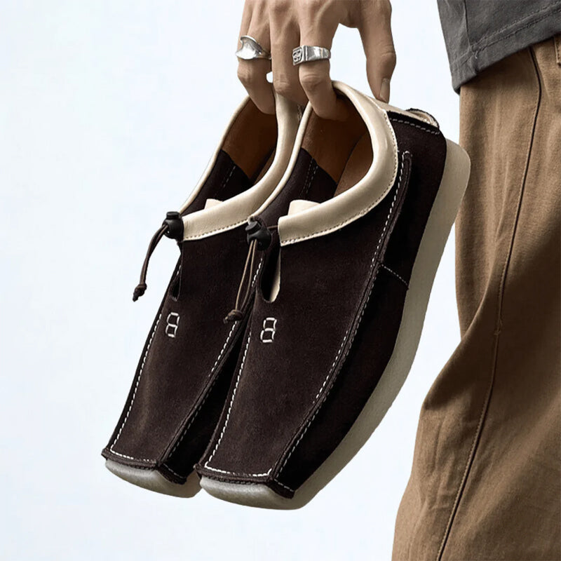 Lorenzo Vitali Suede Loafers with Drawstring Closure Ash & Harbor