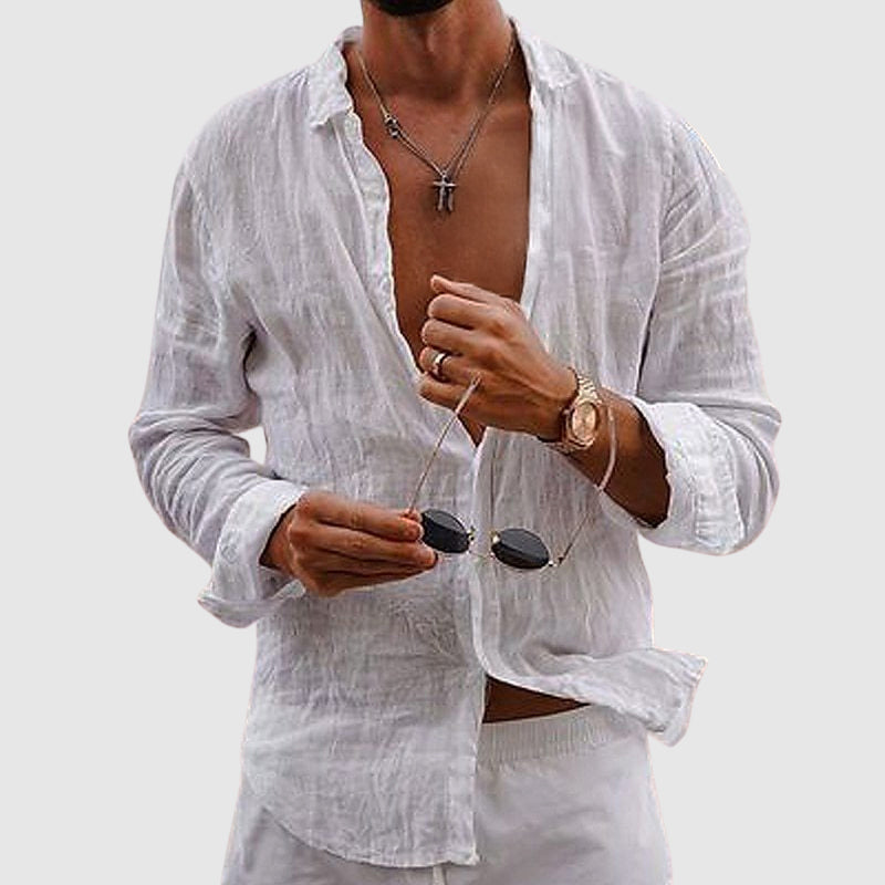 Lorenzo Vitali Belmar Linen Shirt Ash & Harbor