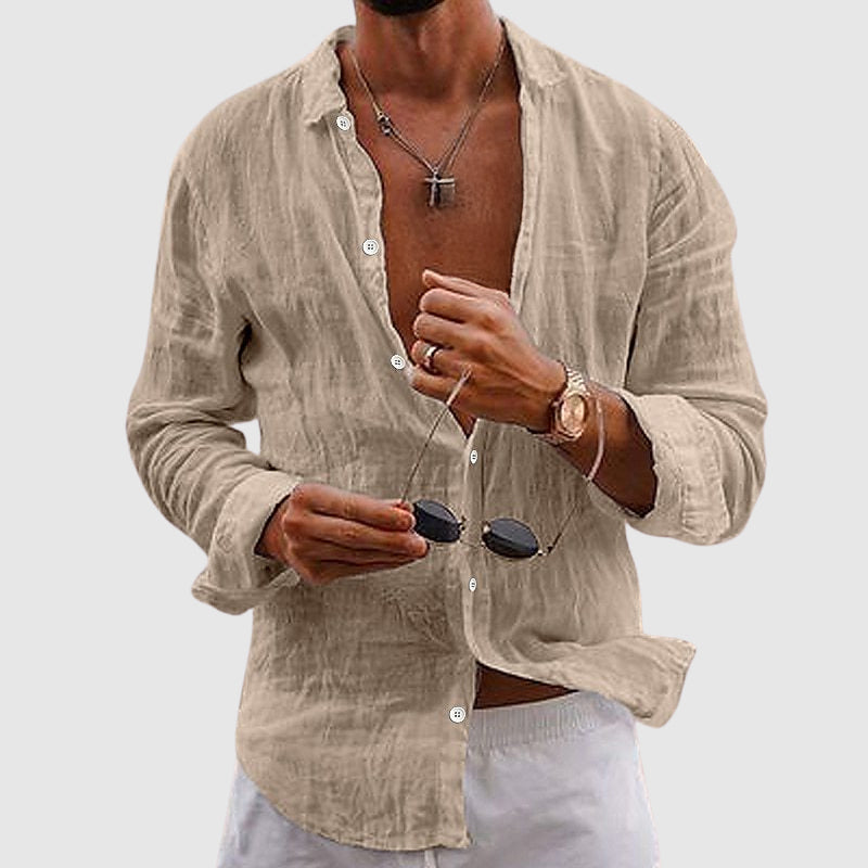 Lorenzo Vitali Belmar Linen Shirt Ash & Harbor