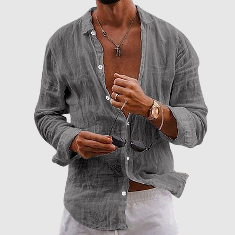 Lorenzo Vitali Belmar Linen Shirt Ash & Harbor