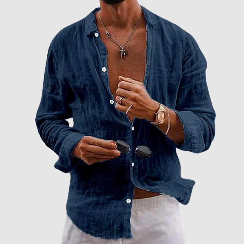 Lorenzo Vitali Belmar Linen Shirt Ash & Harbor