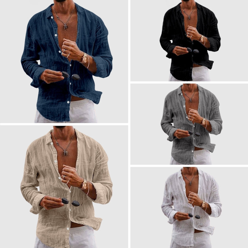 Lorenzo Vitali Belmar Linen Shirt Ash & Harbor
