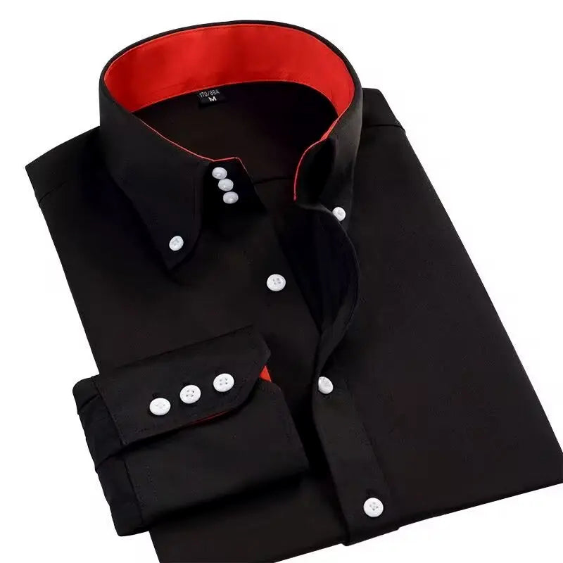 Men’s Button-Up Dress Shirt with Contrast Buttons Ash & Harbor