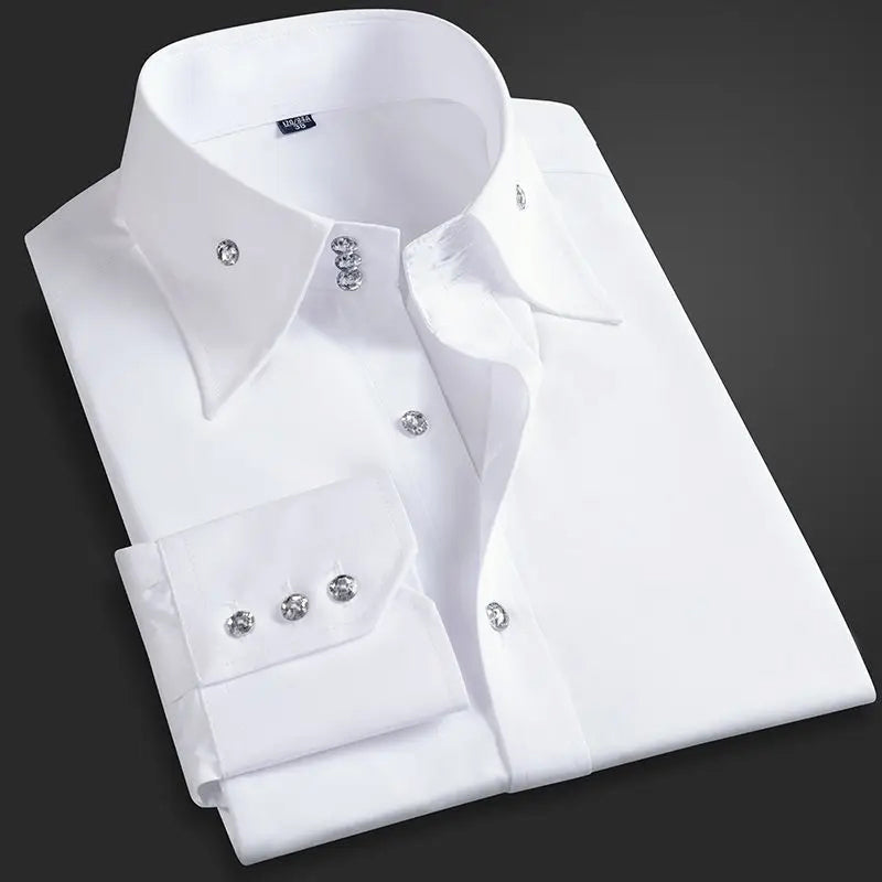 Men’s Button-Up Dress Shirt with Contrast Buttons Ash & Harbor