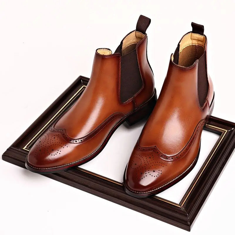 Men’s Chelsea Ankle Boots with Brogue Detailing Ash & Harbor