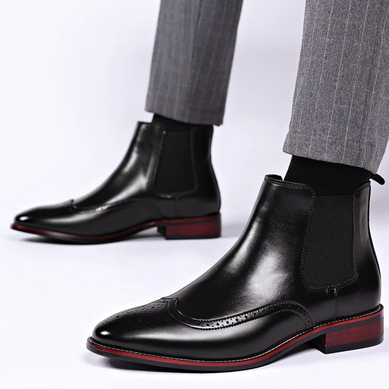 Men’s Chelsea Ankle Boots with Brogue Detailing Ash & Harbor