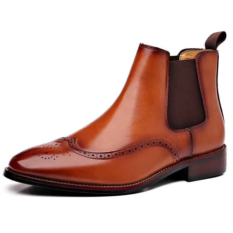 Men’s Chelsea Ankle Boots with Brogue Detailing Ash & Harbor