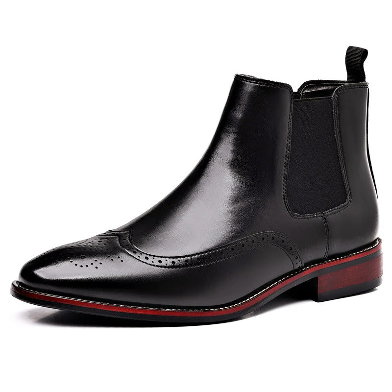 Men’s Chelsea Ankle Boots with Brogue Detailing Ash & Harbor
