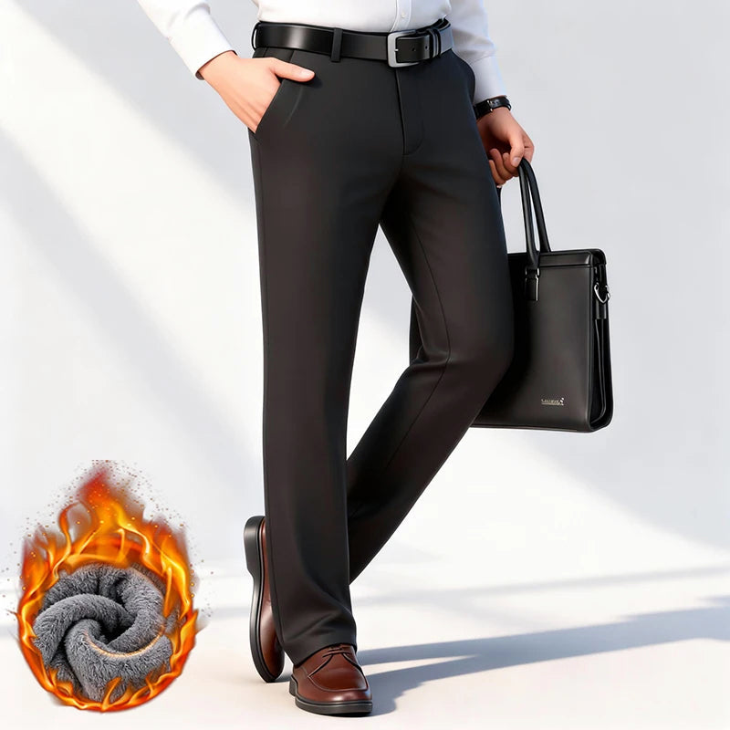 Men’s Elastic Business Pants with Fleece Lining Ash & Harbor