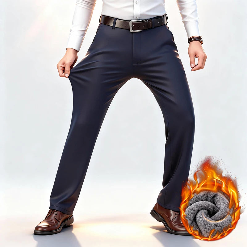 Men’s Elastic Business Pants with Fleece Lining Ash & Harbor