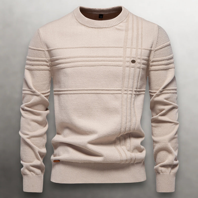Men’s Knit Cotton Sweater with Textured Pattern Ash & Harbor