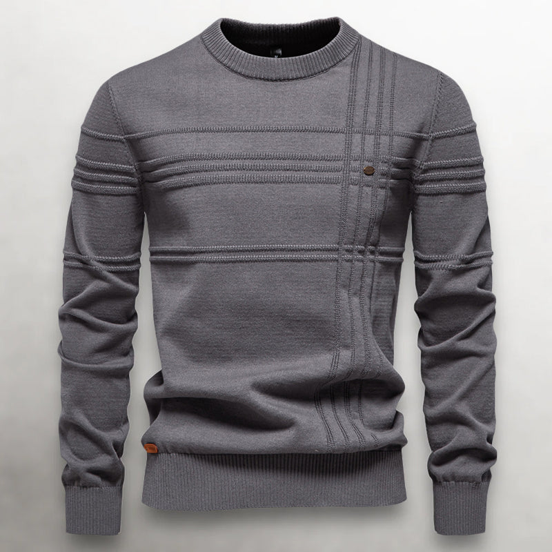 Men’s Knit Cotton Sweater with Textured Pattern Ash & Harbor
