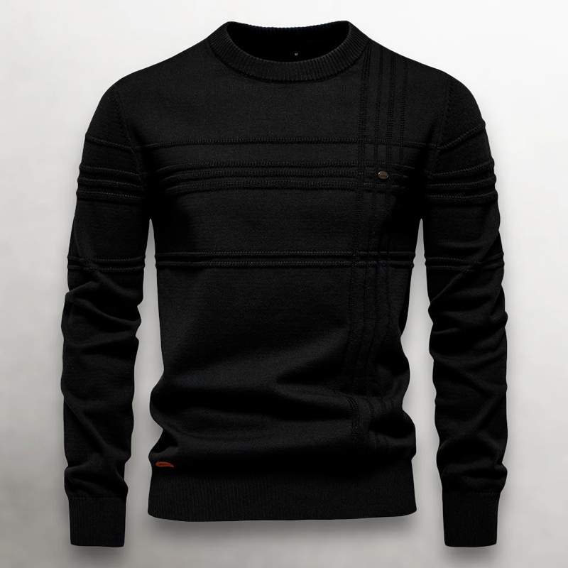 Men’s Knit Cotton Sweater with Textured Pattern Ash & Harbor