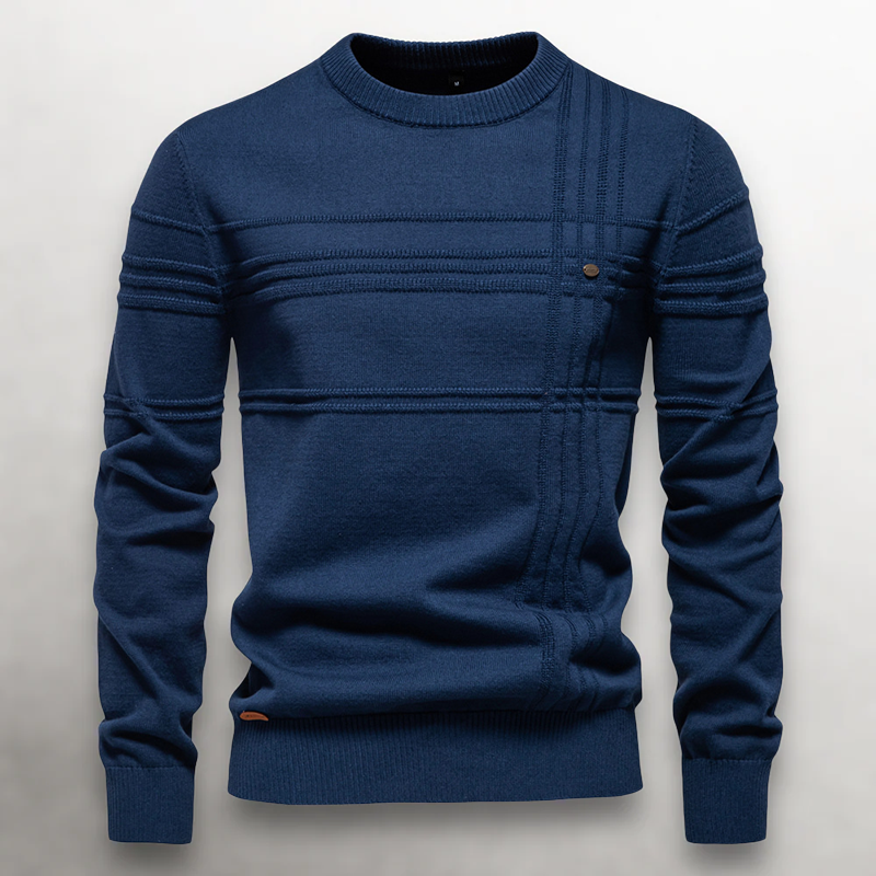 Men’s Knit Cotton Sweater with Textured Pattern Ash & Harbor