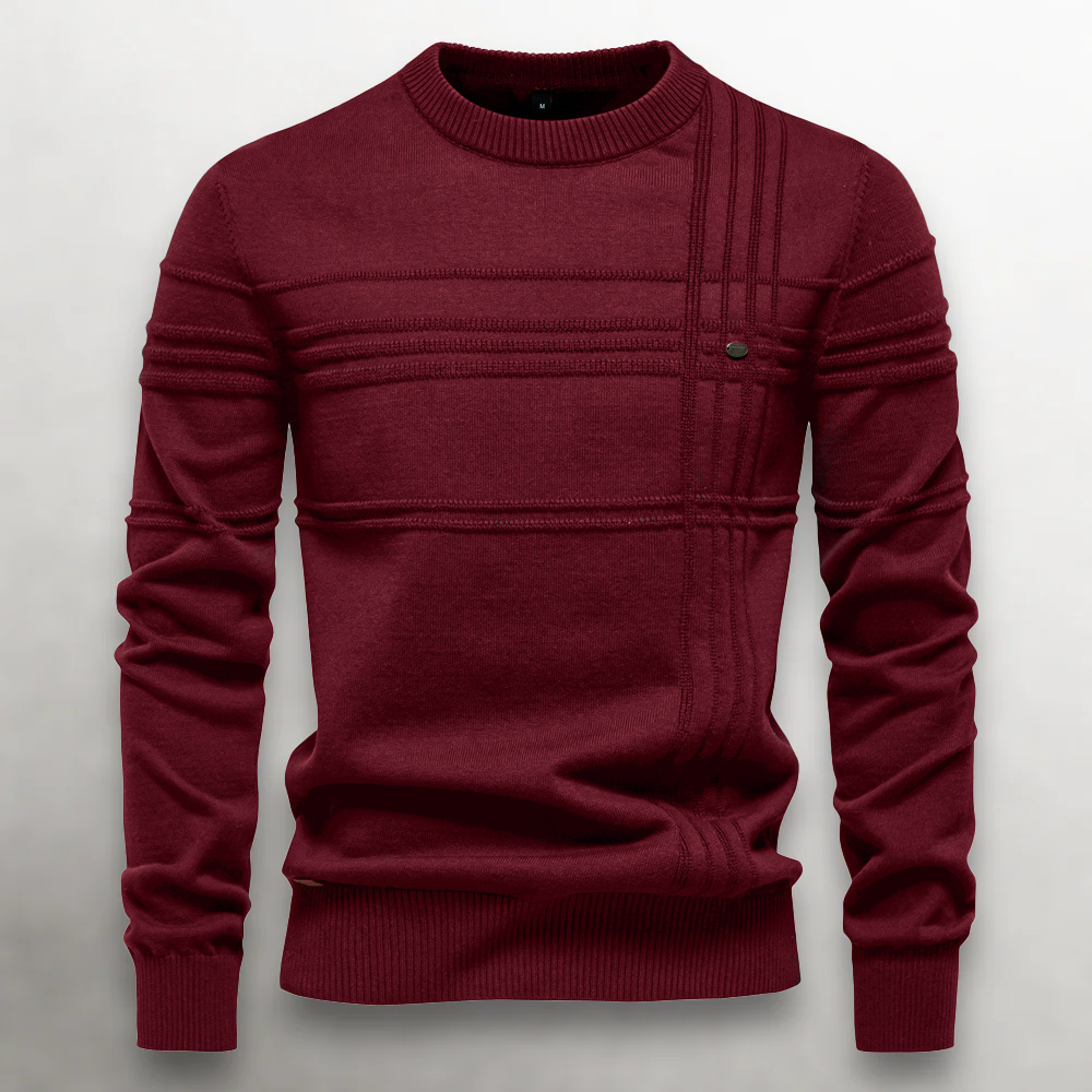 Men’s Knit Cotton Sweater with Textured Pattern Ash & Harbor