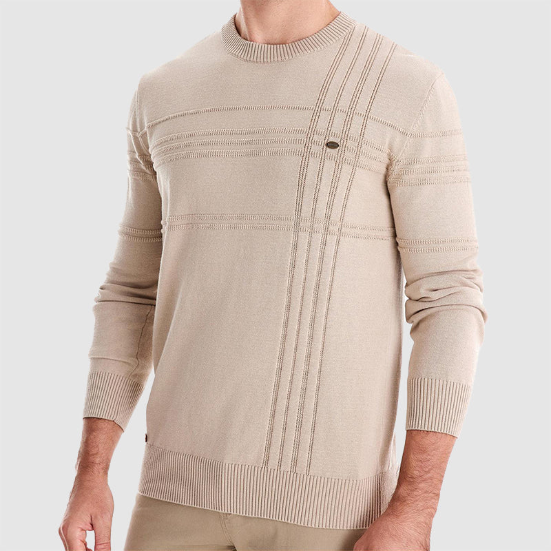 Men’s Knit Cotton Sweater with Textured Pattern Ash & Harbor